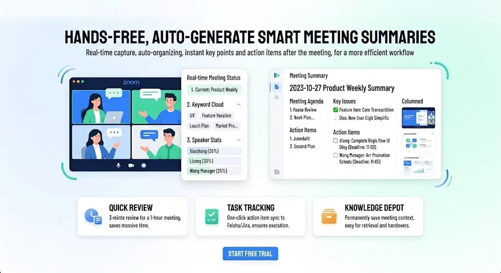 Best AI Note Taker for Zoom in 2026 — Auto Summary, Action Items & Smart Search
